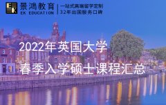 英国大学2022年春季入学硕士课程汇总来了